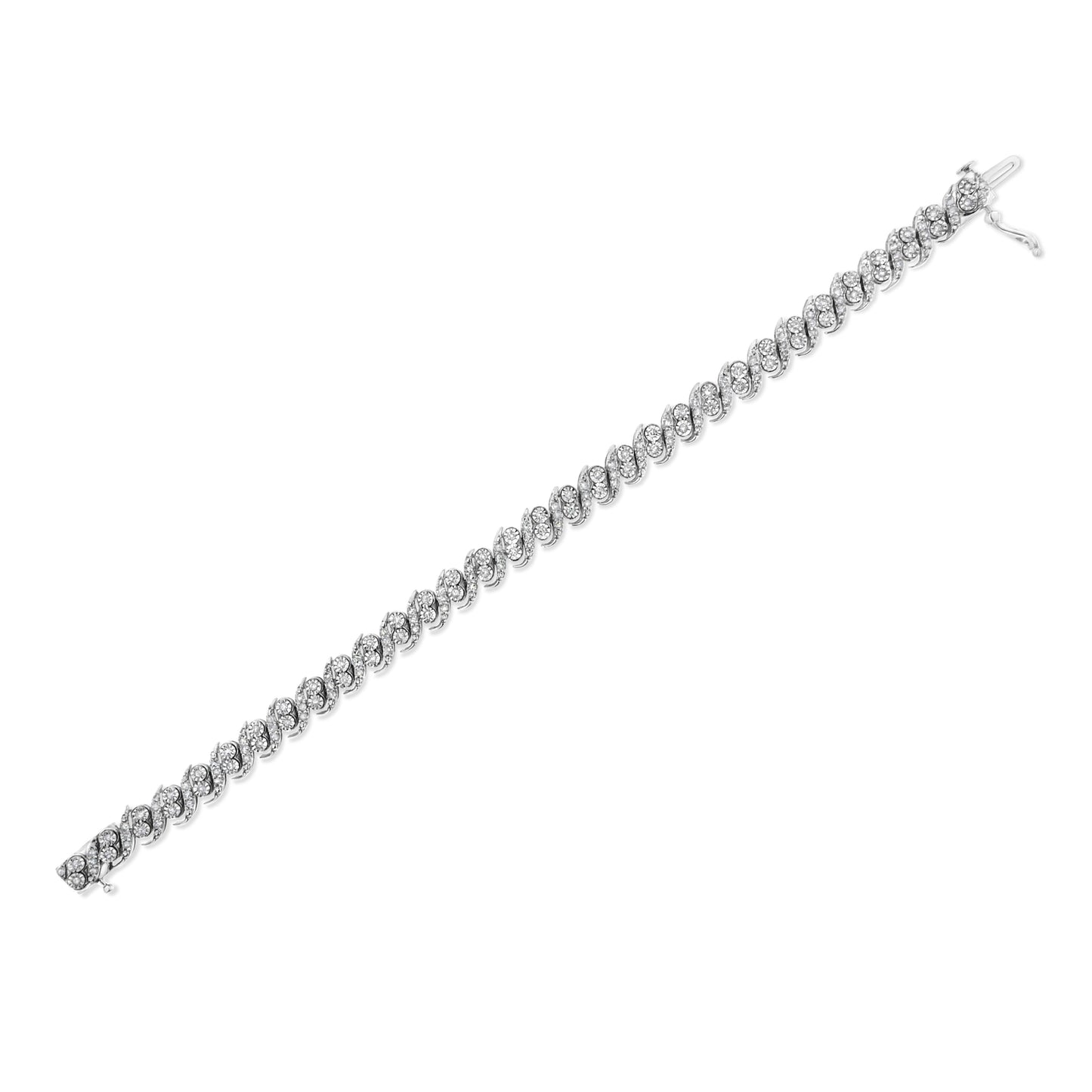 Bracelet en argent sterling .925 avec diamants taille ronde - 7,25"