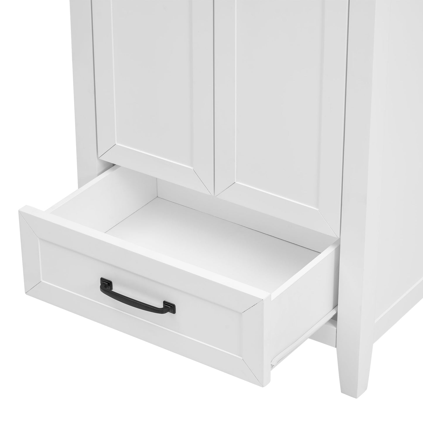 24" Bathroom Vanity with Sink, Bathroom Vanity Cabinet with One Drawer and Doors, Solid Wood and MDF, White - Korvel