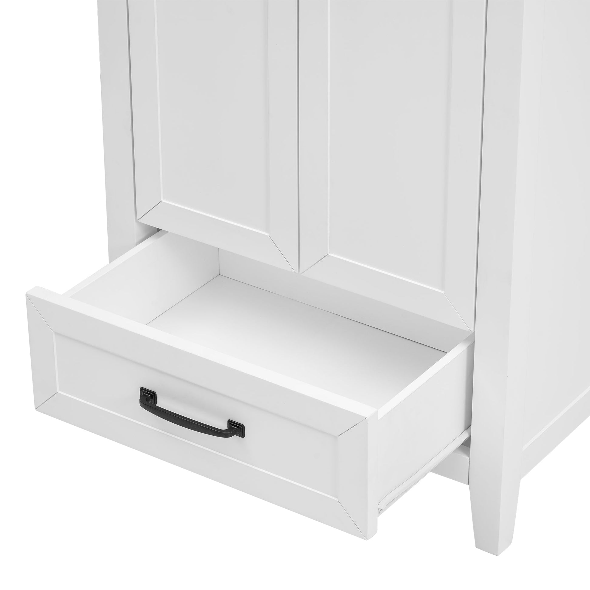 24" Bathroom Vanity with Sink, Bathroom Vanity Cabinet with One Drawer and Doors, Solid Wood and MDF, White - Korvel