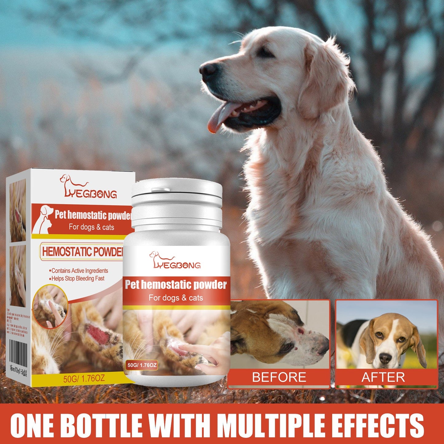 Poudre hémostatique premium pour animaux de compagnie pour les soins des blessures