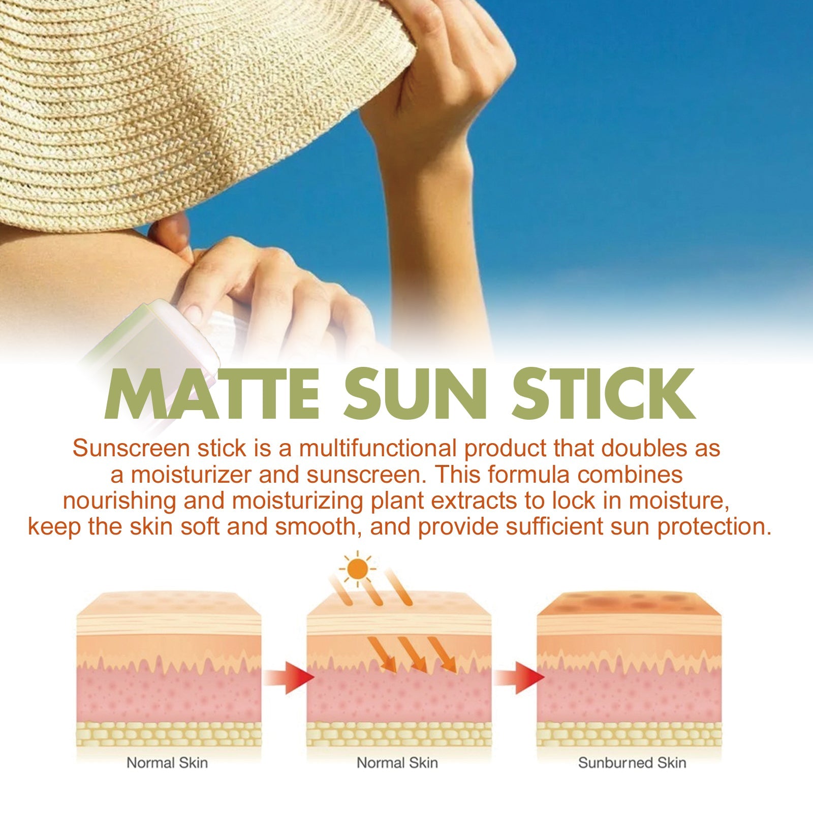 Matte Protection Stick Moisturizes And Repair Facial Skin In Summer With Refreshing Non-Sticky Uv Protection - Korvel