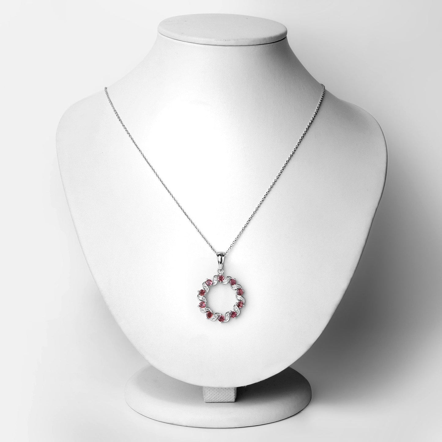 Pendentif en argent sterling de 1,30 carat en tourmaline rose et topaze blanche