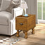 Solid wood end table, rectangular 23.6 inch narrow edge table with drawers, vintage bedside table， Antique Brown - Korvel