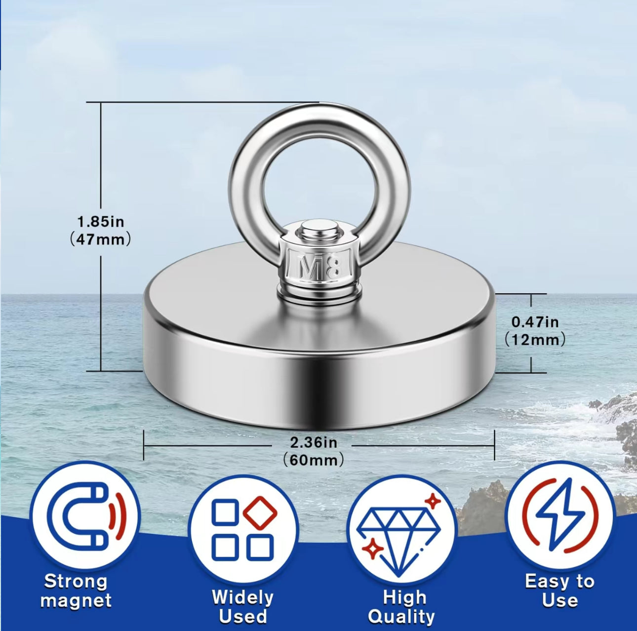 MagnaHook 350 Retrieval Magnet - Heavy-Duty Neodymium Tool