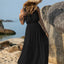 Elegant White V-Neck Tie Shoulder Maxi Dress