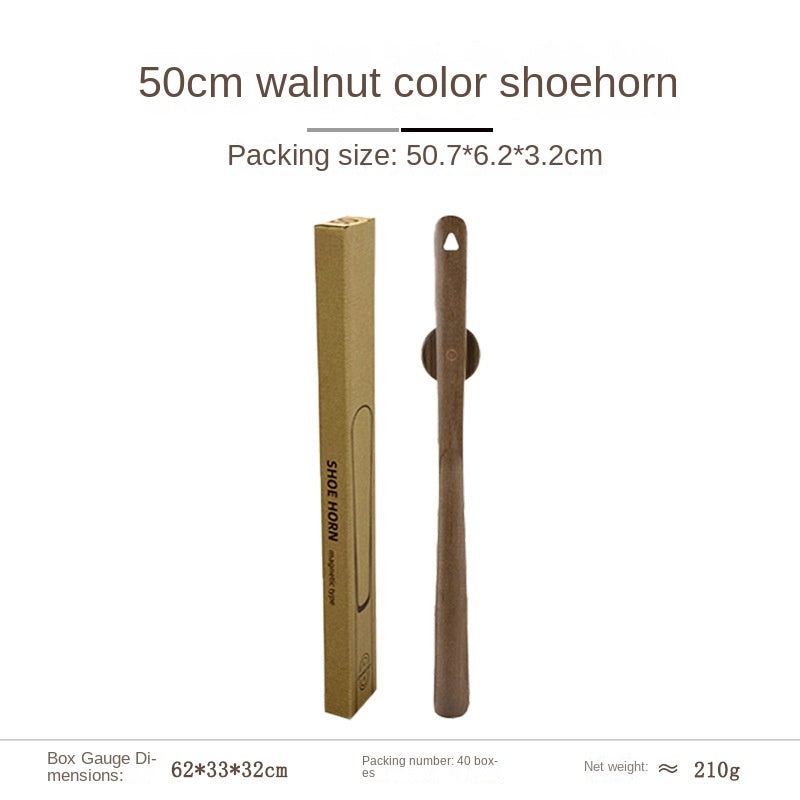 Elderly and Pregnant Women's Shoe Horn - Extended Handle Black Walnut Wood High-Grade Shoe Helper Tool - Korvel