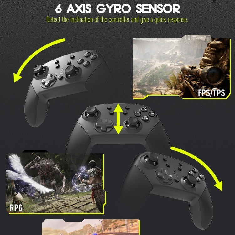 Private Model Adhesive Switch Wireless Bluetooth Controller with Vibration 6-Axis Sensory Switch Pro Gaming Controller - Korvel