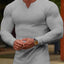 Camiseta de manga larga deportiva de talla grande para hombre con cuello notch