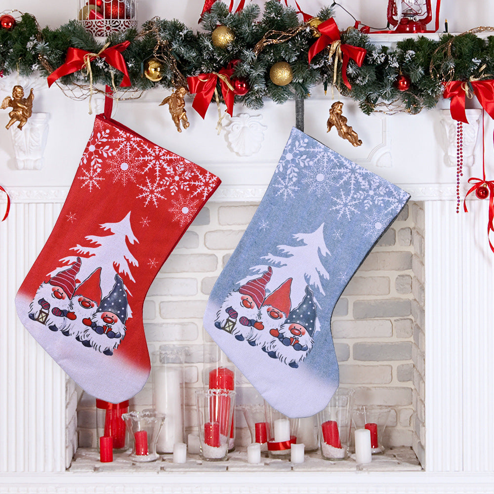 Christmas Decorations Rudolf Printed Christmas Socks Children's Gift with Large Christmas Socks - Korvel