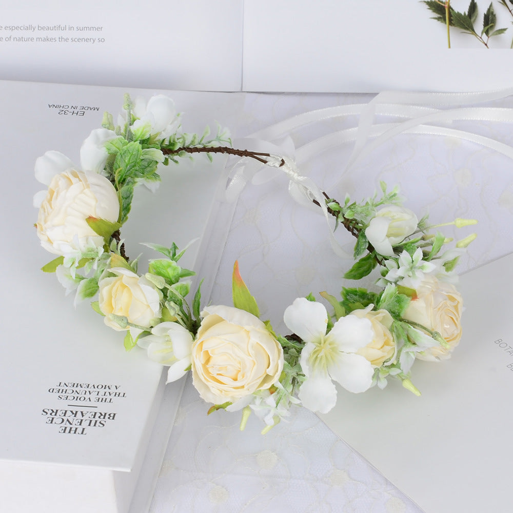 Hawaiian Wreath Wreath Simulation Flower Headwear Forest Fairy Girl Style Scenic Area Photo Headflower - Korvel