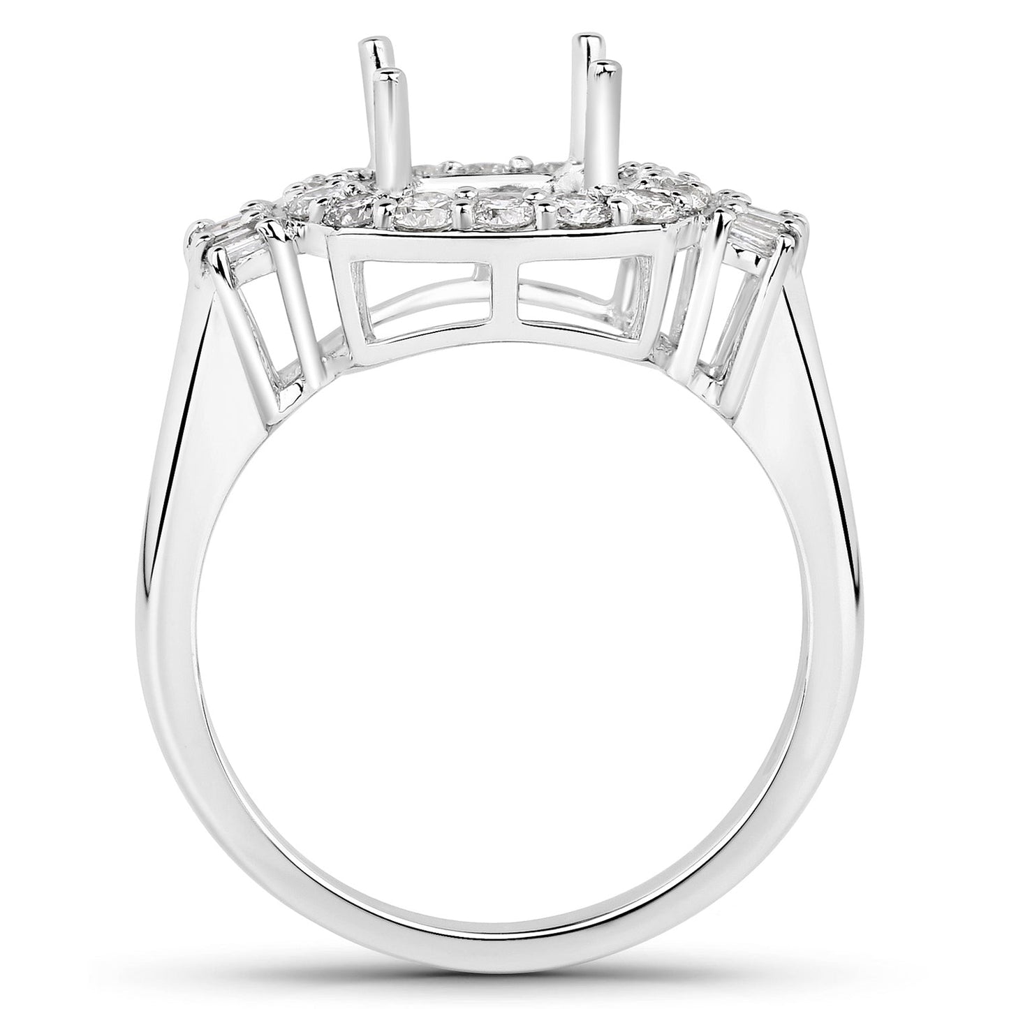 0.73 Carat White Diamond 14K White Gold Semi Mount Engagement Ring