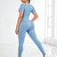 Round Neck Short Sleeve Top and Leggings Active Set