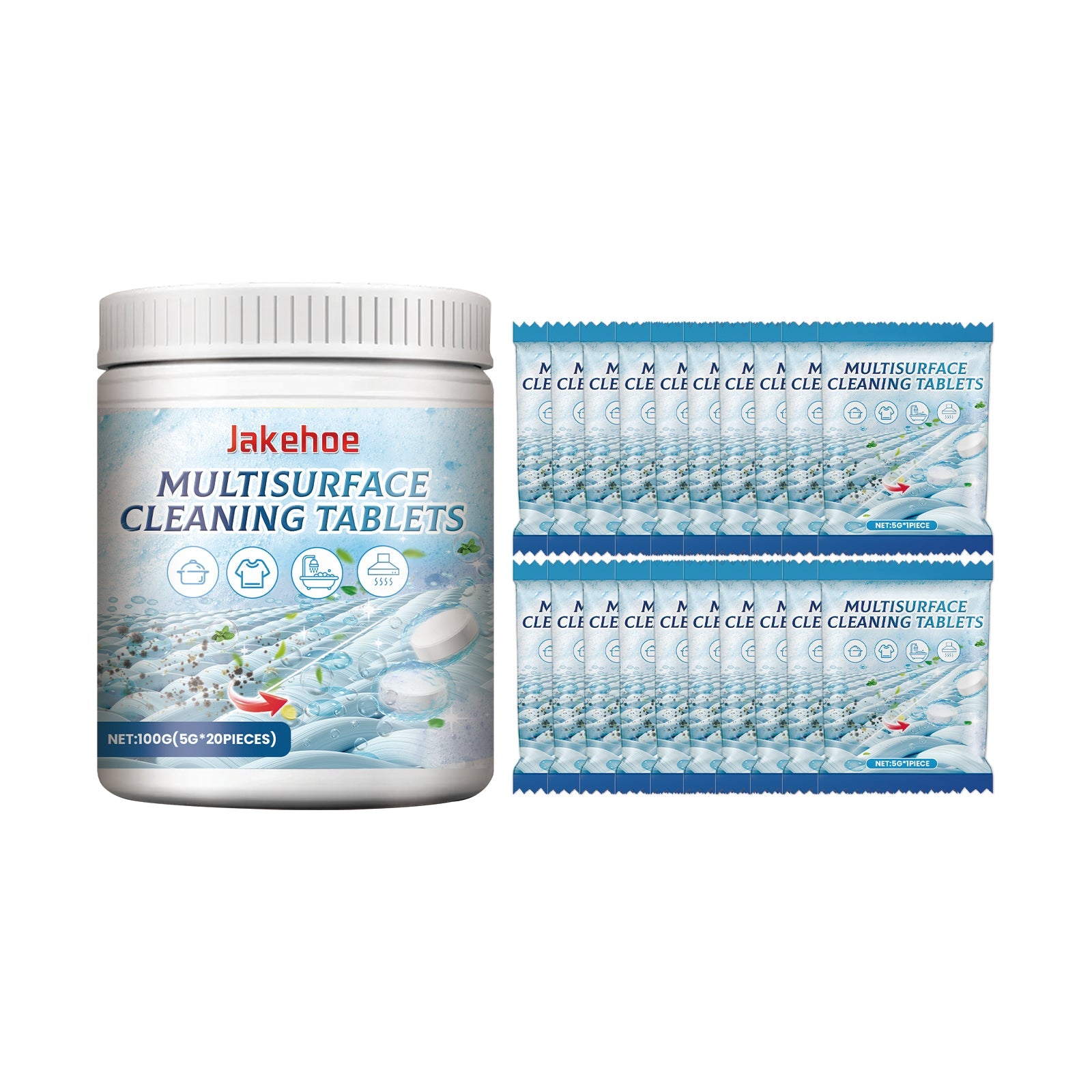 Multi-Surface Cleaning Effervescent Tablets, Cooktop Tile Bathroom Kitchen Mildew Stains Clean And Clean - Korvel