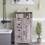 5 Drawers Storage Cabinet with Adjustable Shelves, Bathroom Cabinet with Doors, Floor Cabinet for Living Room Grey - Korvel