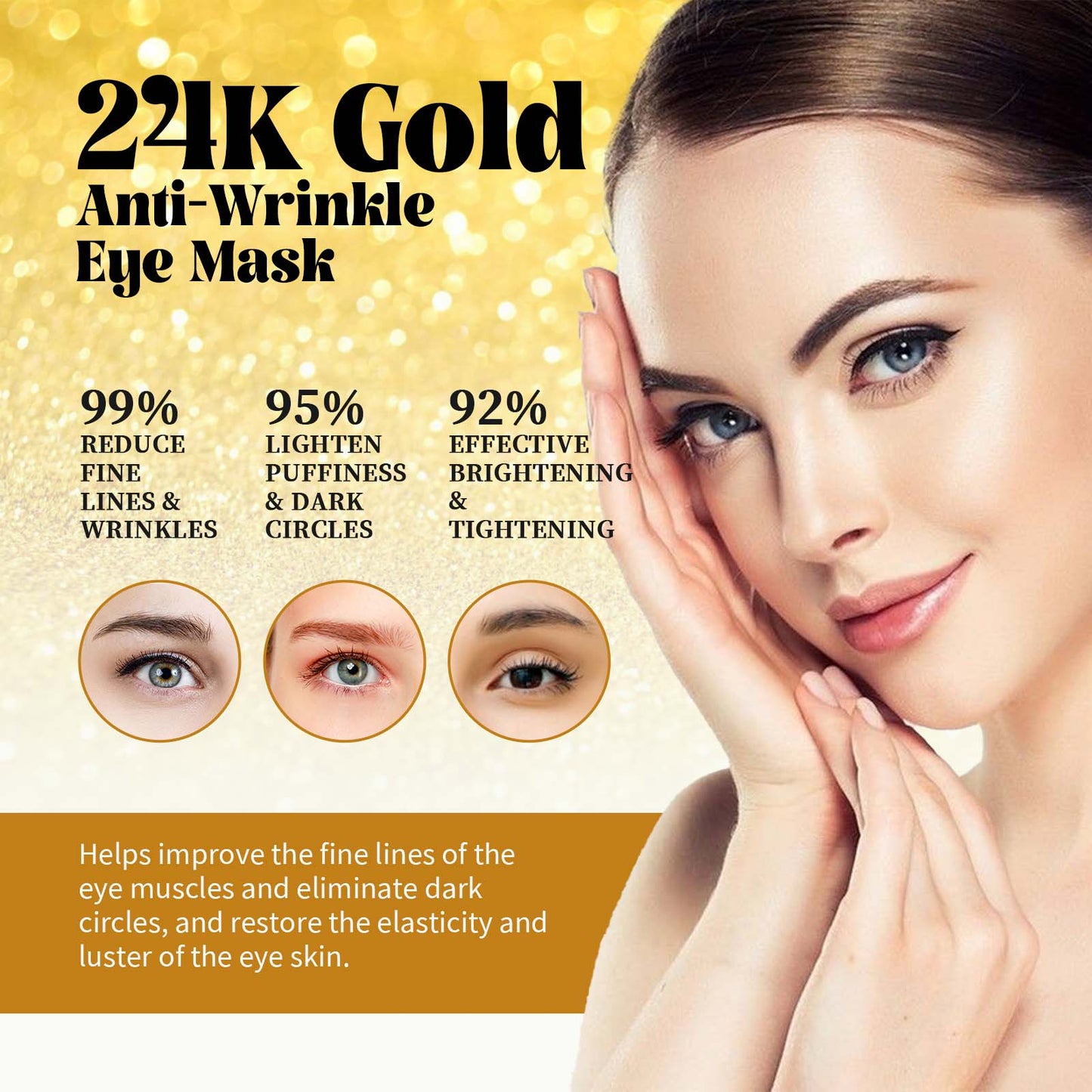 24K Gold Eye Mask for Brightening and Moisturizing