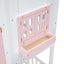 Twin over Twin House Bunk Bed with Roof , Window, Window Box, Door , with Safety Guardrails and Ladder, Pink/White - Korvel