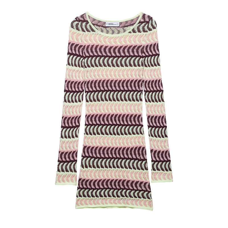 Robe tricotée ajustée élégante à manches longues pour femmes