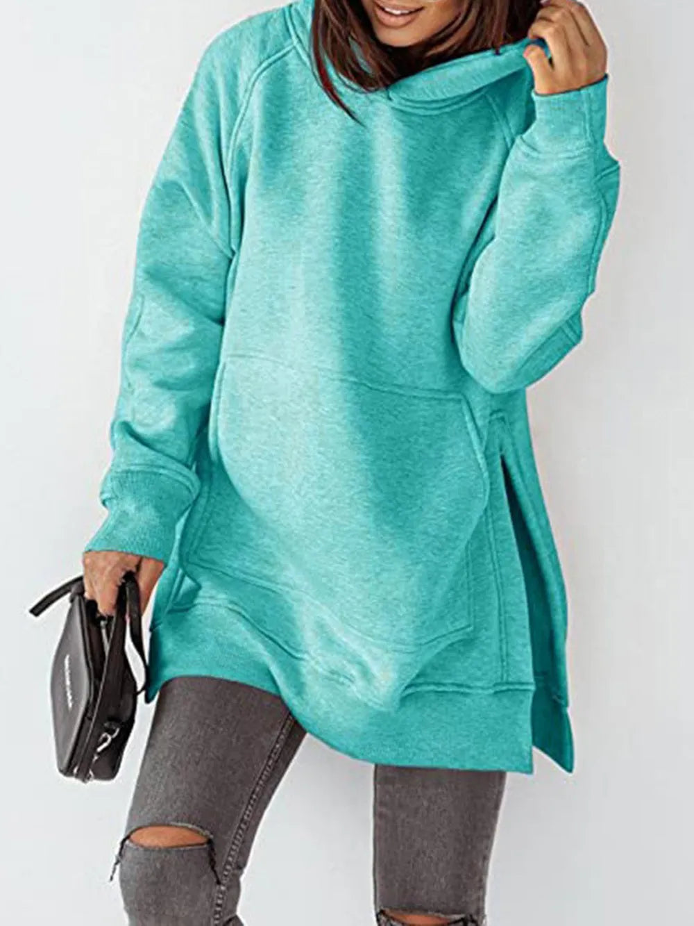 Sudadera con Capucha de Manga Raglán y Bolsillos Laterales