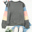 Color Block Round Neck Long Sleeve Sweatshirt - Korvel