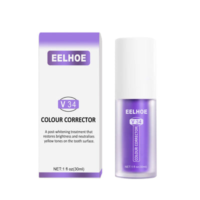 V34 Colour Corrector, Mouth Shine White Clean Stains Shine White Teeth Purple Toothpaste - Korvel