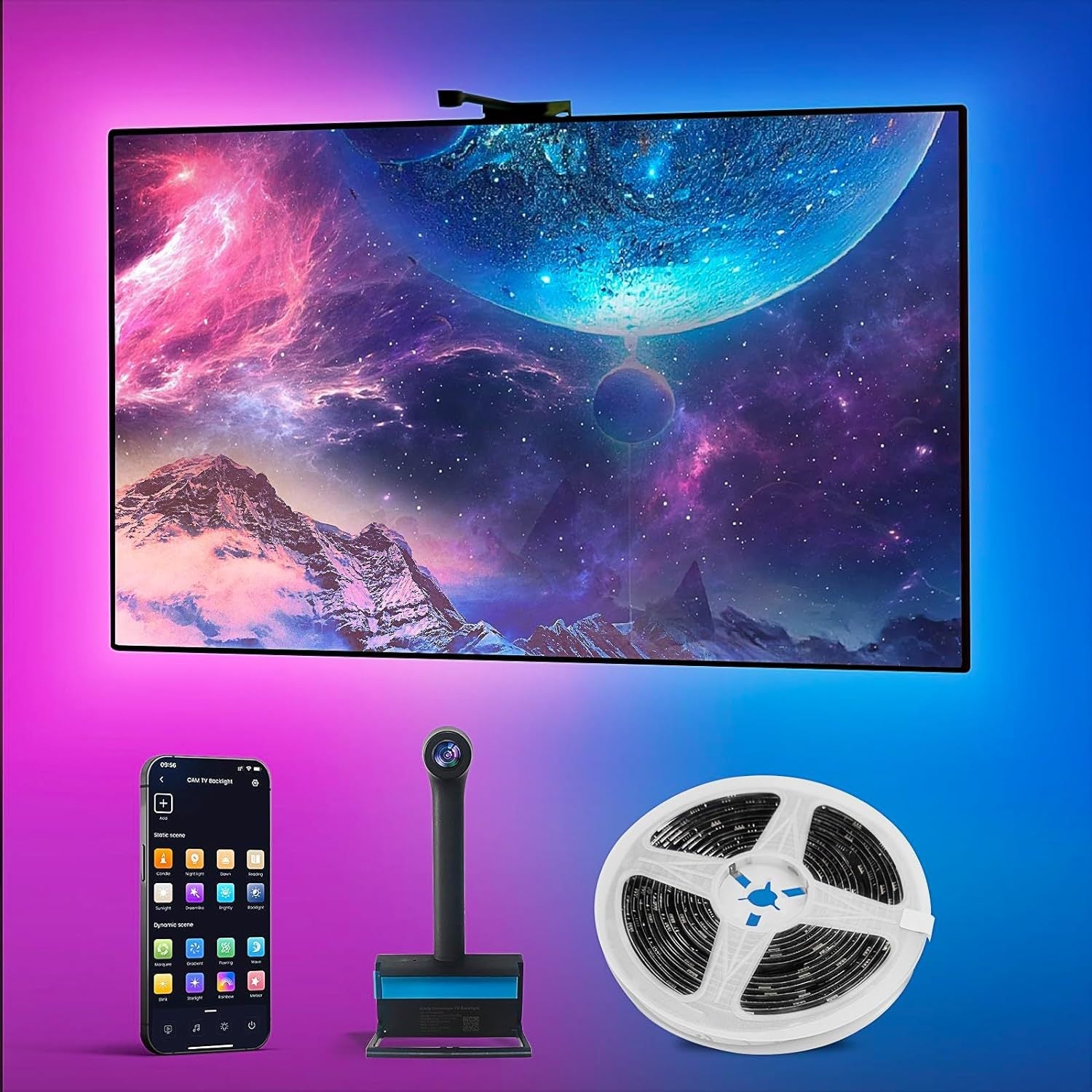 LED Light Strip Bluetooth Sync TV Background Ambient Light with Camera Color Matching - Korvel