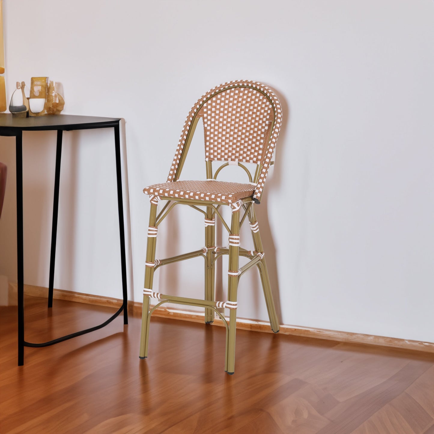 Wicker Bar Stool with Aluminum Frame - Set of 2