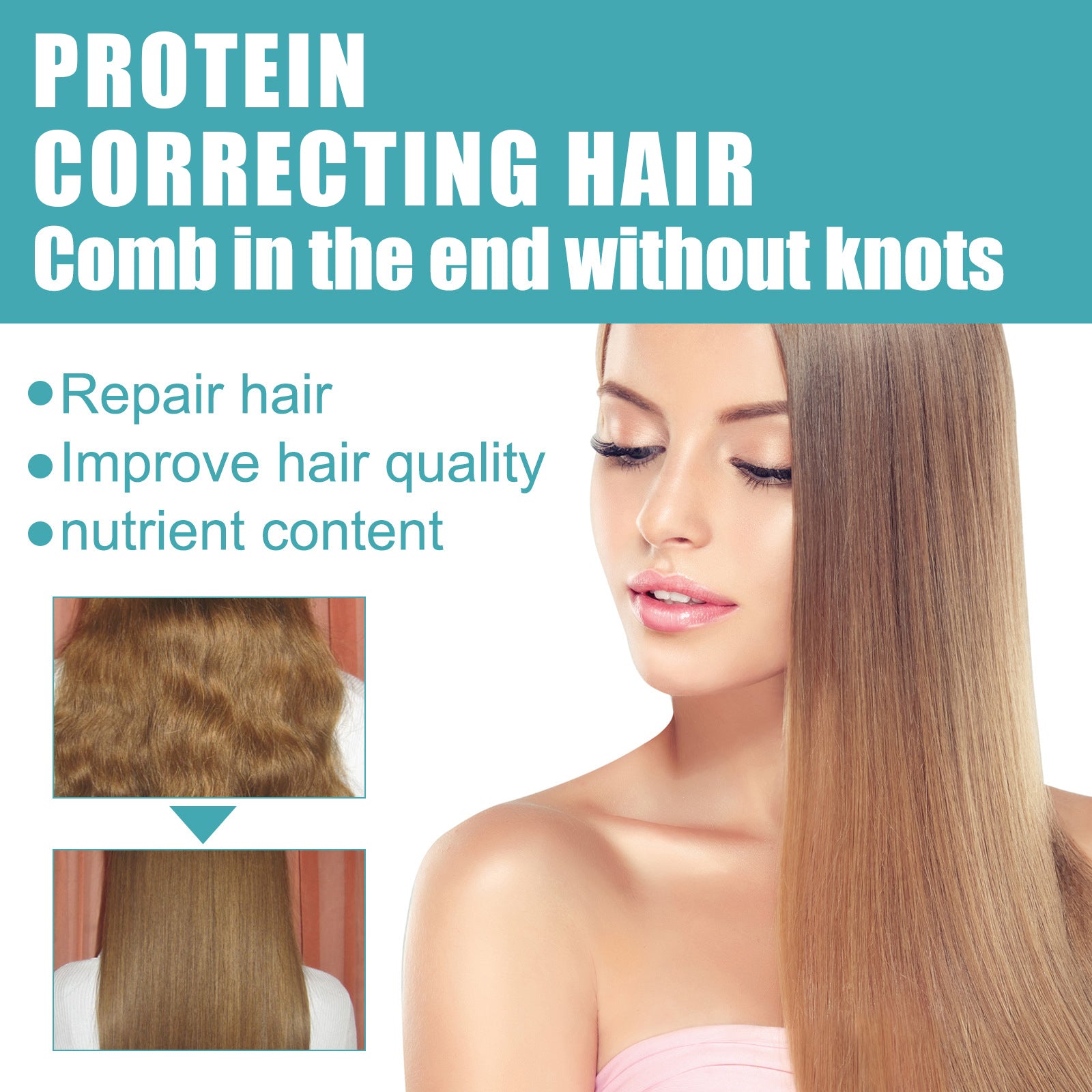 Protein Correction Hair Straightening Cream, Smoothing Frizz Repair Split Damaged Hair Straightening Treatment Cream - Korvel