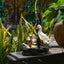Solar resin duck garden fountain with LED squirrel design, outdoor decor (E2). - Korvel