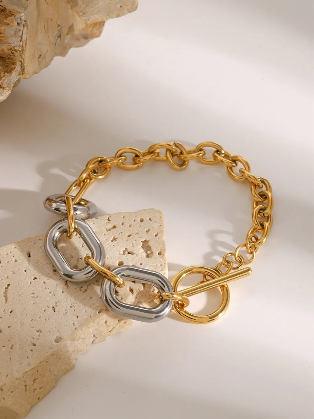 18K Gold-Plated Stainless Steel Chain Bracelet - Korvel