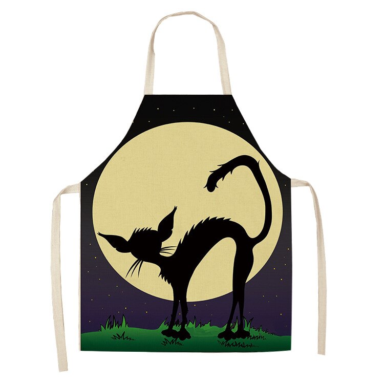 Cat Kitchen Aprons For Women Cotton Linen Bibs Household Cleaning Pinafore Home Cooking Apron kids kitchen barber - Korvel
