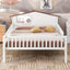 Full Size Wood Platform Bed with House-shaped Headboard, LED and Built-in Storage, White - Korvel