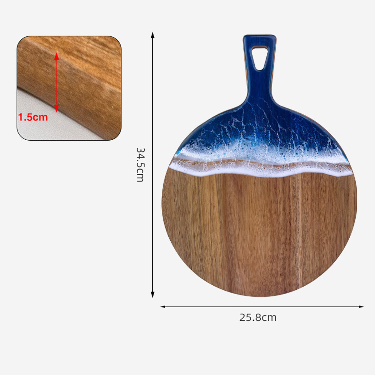 Wood Cutting Board Resin Blue green Wave Pattern - Korvel