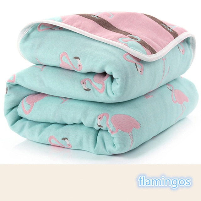 Premium Muslin Cotton Baby Receiving Blanket - 6 Layers Thick