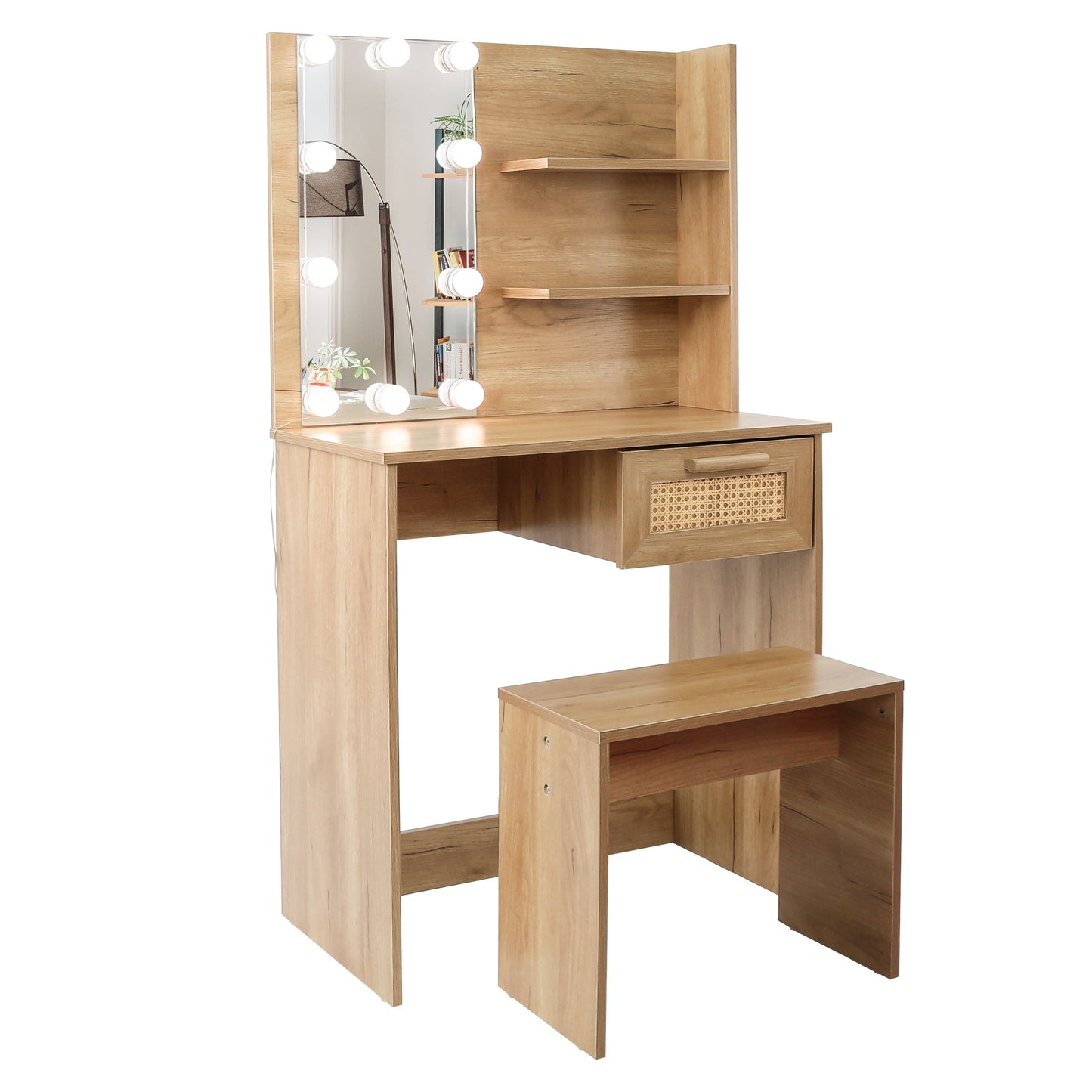 Elegant Bedroom Vanity Set with LED Mirror and Storage
