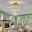 Gold Crystal Chandeliers,5-Tier Round Semi Flush Mount Chandelier Light Fixture,Large Contemporary Luxury Ceiling Lighting - Korvel