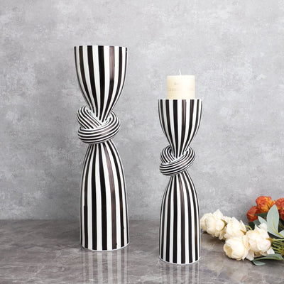 Creative Irregular Resin Candle Holder Living Room Desktop Black White Stripe Candle Holder Decoration Home Candle Container - Korvel