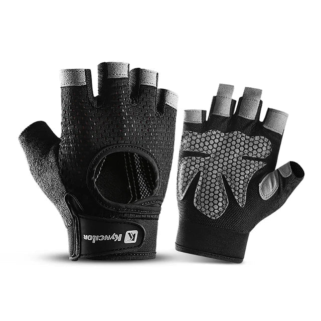 Outdoor sports fitness gloves anti slip and wear-resistant silicone half finger exposed riding gloves - Korvel
