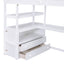 Twin Size Loft Bed with Desk and Shelves  Two Built-in Drawers  Storage Staircase White - Korvel