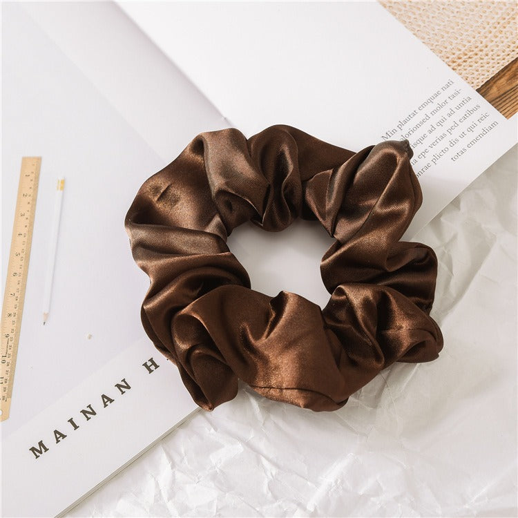 Women Silk Scrunchie Elastic Handmade Multicolor Hair Band Ponytail Holder Headband Hair Accessories 1PC Satin Silk Solid Colo - Korvel
