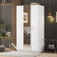 3 Door Wardrobe with Mirror, Armoire with Hanging Rod and 3 Fixed Shelves,White - Korvel
