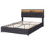 Queen Size Upholstered Platform Bed with Storage & LED, Dark Gray