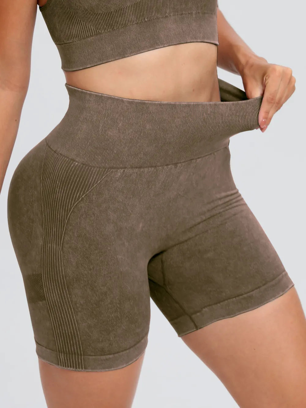 Shorts Actifs Taille Haute Lavés