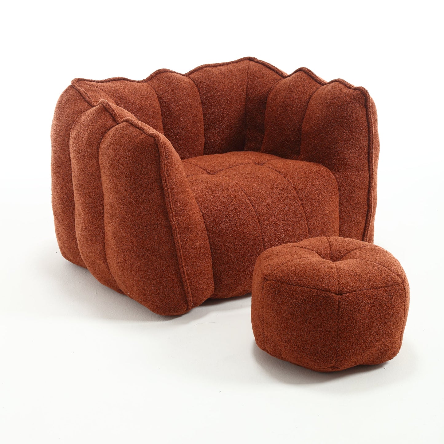 Soft Bean Bag Chair with High Resilient Foam(Chips)for living room and bedroom Comfortable Square Lazy Sofa with  Footstool - Korvel