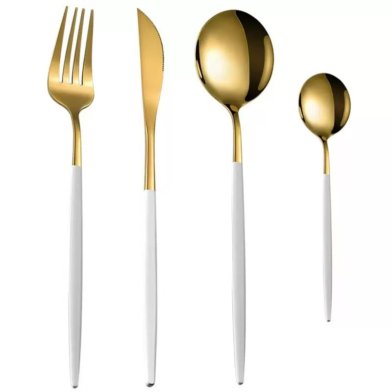 Premium Stainless Steel Cutlery Set with Gold Spray Finish