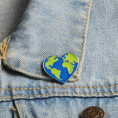 Earth Heart Enamel Pins Protect the Earth Ecology Metal Badge Love Green Earth Brooches Unisex Fashion Jewelry accessories - Korvel
