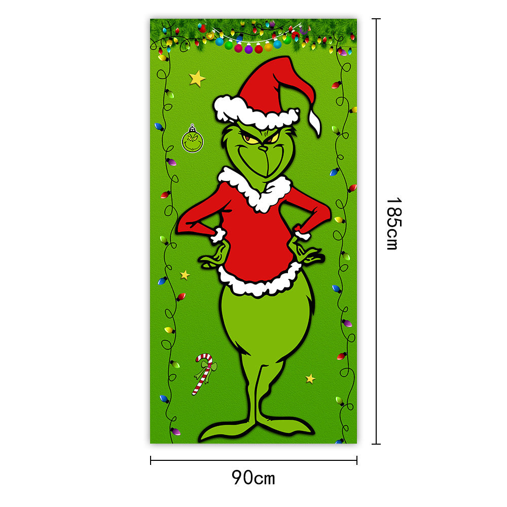 New Christmas Door Curtains, Flags, Outdoor Photography, Santa Claus and Puppies, Background Decoration, Hanging Cloth - Korvel