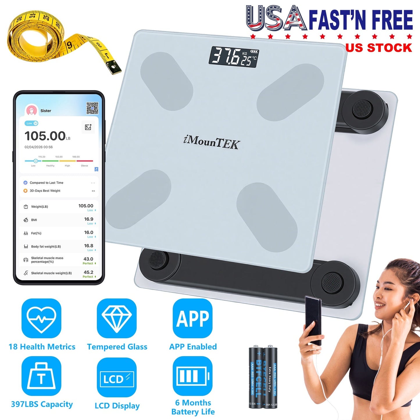 Smart Digital Body Weight Scale with Full Composition Analysis