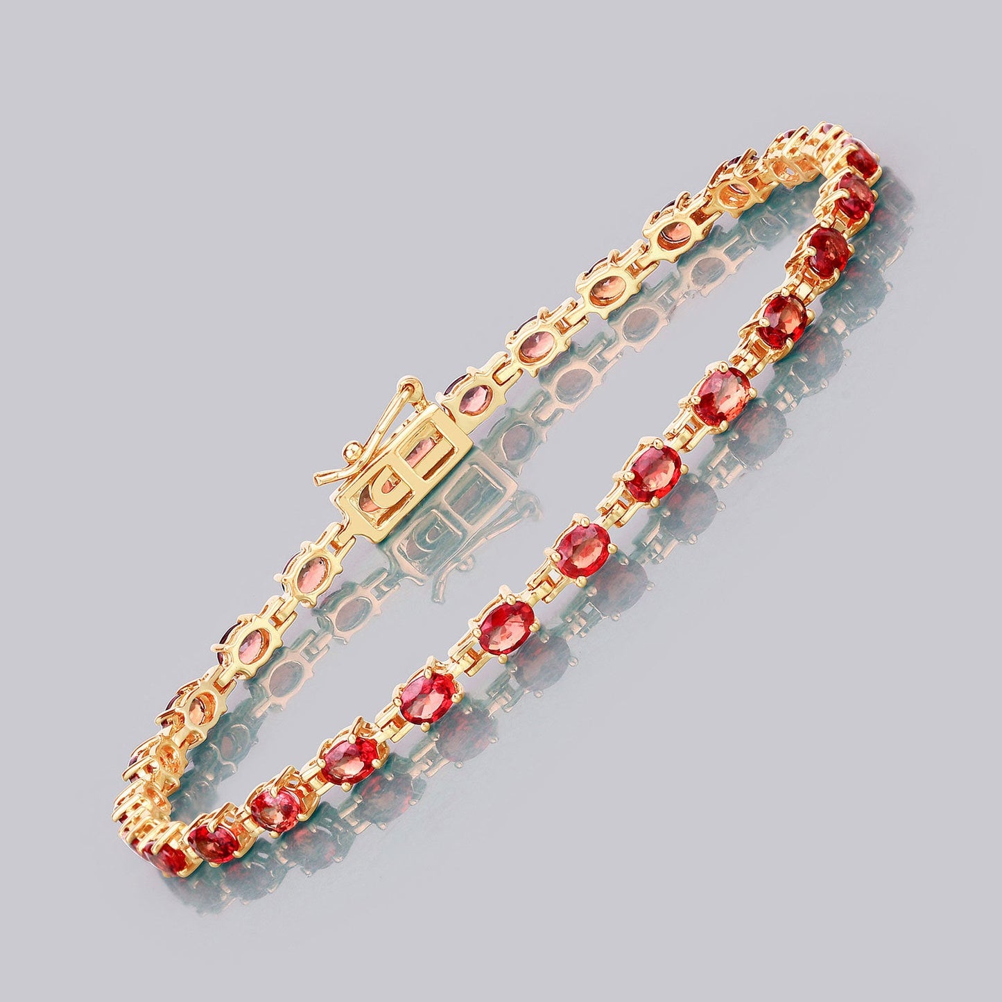 Bracelet en saphir orange véritable de 7,00 carats en or jaune 14K