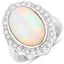 Bague de fiançailles en or blanc 14K avec opale éthiopienne de 6,38 carats et diamants