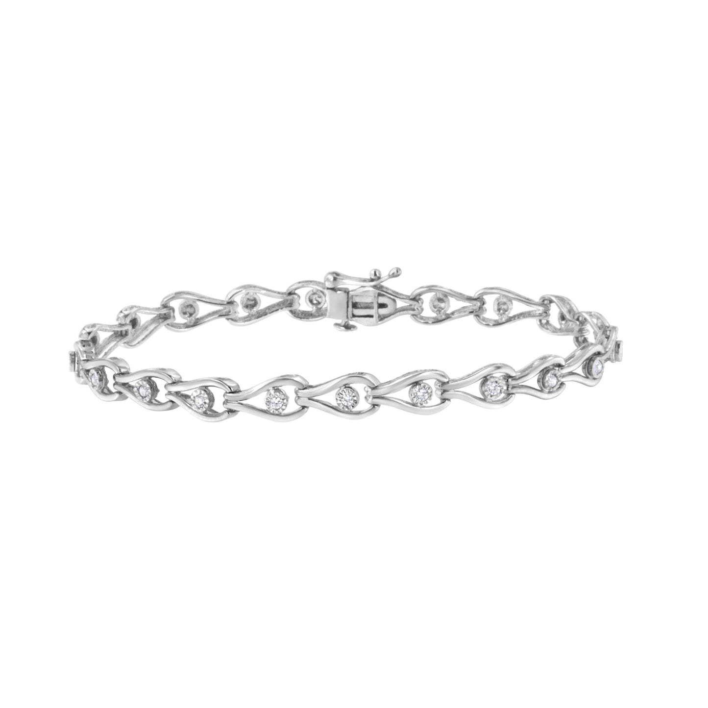 Pulsera de eslabones de diamantes de plata esterlina .925 - 7.25"